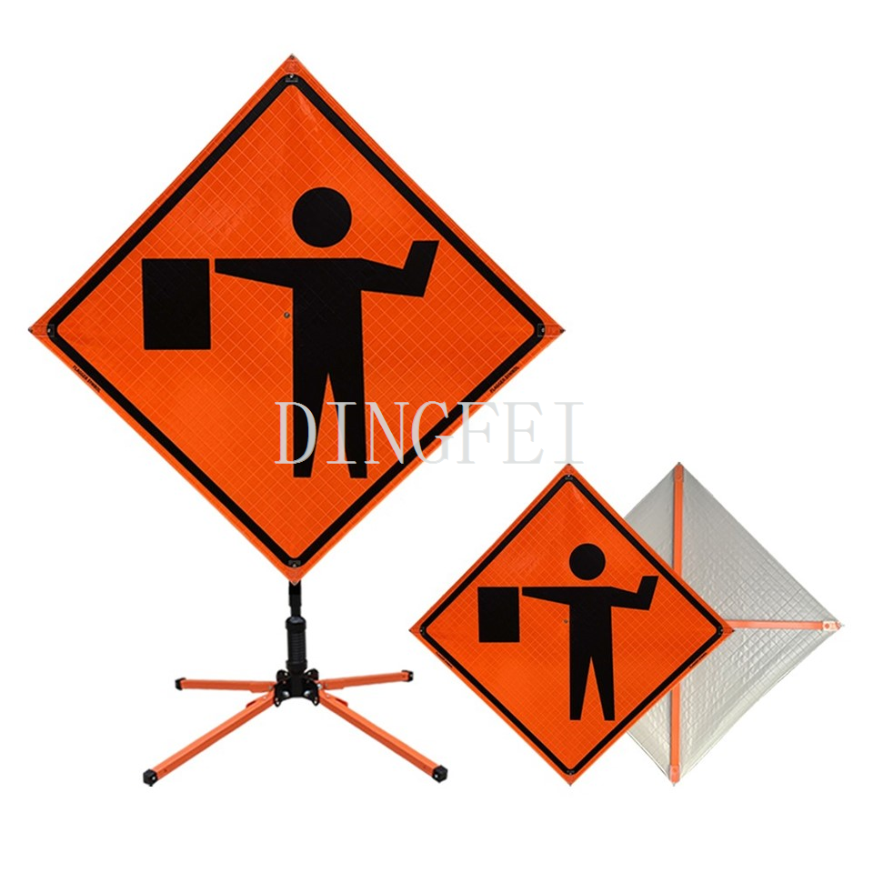Dingfei Flagger Ahead Roll Up Sign